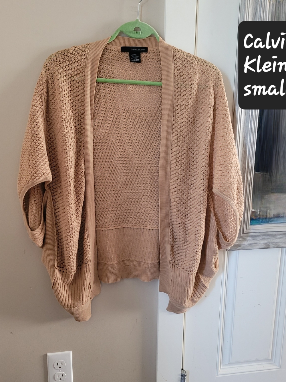 Calvin Klein Beige Open-Front Knit Cardigan - Women's Small
